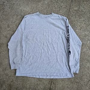 Vtg Y2k CARHARTT Sleeve Spellout Logo Graphic Workwear Longsleeve T Shirt M